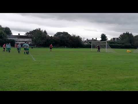Lucan United vs Skerries Town. Penalty kick.
