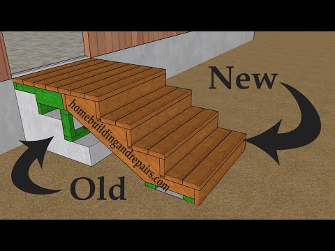 How To Build New Wood Stairway Over Old Concrete Stairs With Small Upper Platform - Part 1
