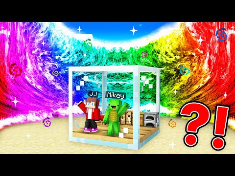 RAINBOW TSUNAMI vs. Mikey & JJ Doomsday GLASS Bunker - Minecraft (Maizen)