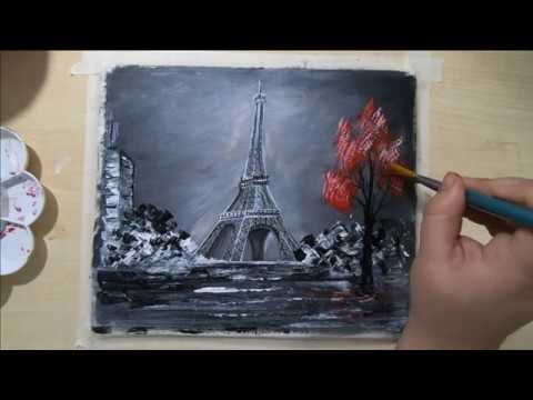 Acrylic Painting for Beginners |Eiffel Tower Paris | 4K Timelapse