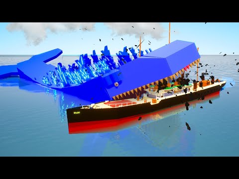 LEGO GIANT BLOOP EATER DEVOURS LEGO TITANIC SHIPS and BOAT! 🙃 Brick Rigs