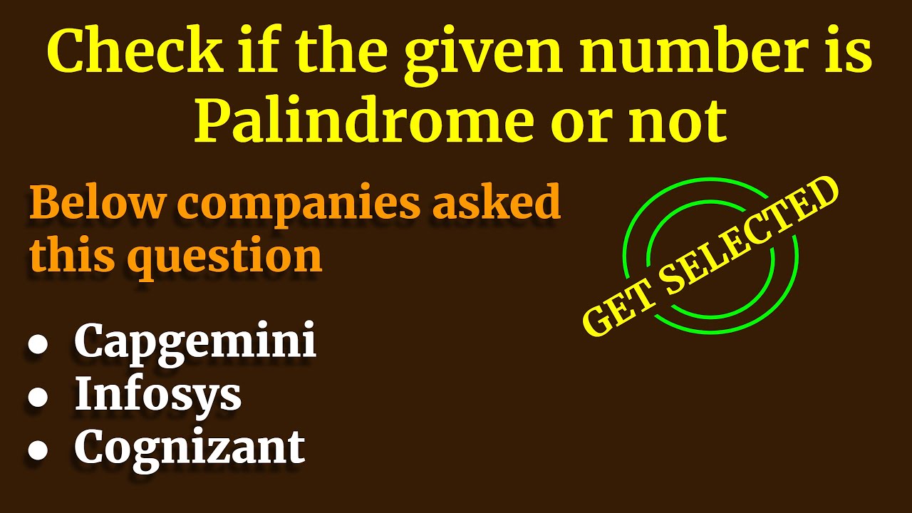 Check Palindrome Number | Java Interview Questions and Answers