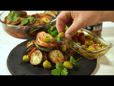 Ratatouille con aceitunas Fragata verdial verdes con hueso partidas aliño del abuelo