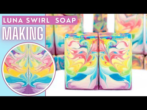 LUNA SWIRL SOAP | Cold process soap making | 🌈Rainbow🌈