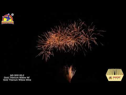 Gold Titanium Willow Fireworks 100 Shots 30mm S Shape  Cake Battery Pyrotechnic Fireworks