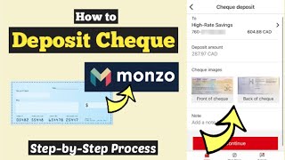 Deposit Cheque Monzo | Paying in cheque Monzo account | Add Money Cheques Clear Immediately Monzo