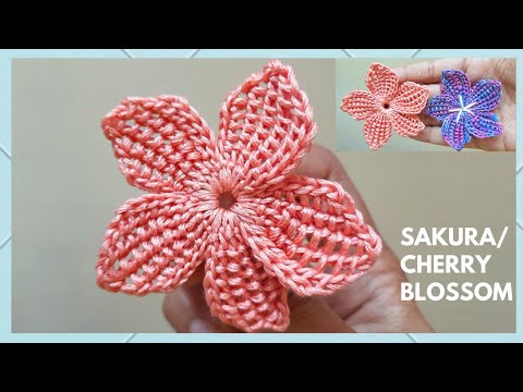 crochet five petals flower /beautiful sakura /cherry blossom flower with simple steps for beginners