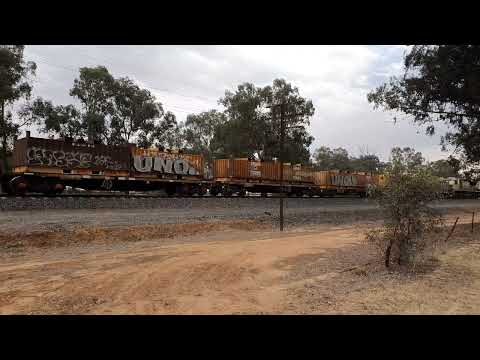 Pacific National's 5WM2 (NR38 - LDP009 - LDP005) power through Uranquinty, NSW.