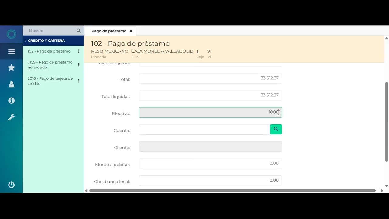 Instrucciones para realizar un pago de crédito