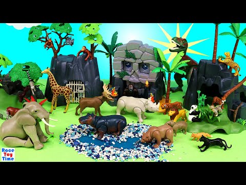 Playmobil Jungle Animal Figures on Customized Safari Skull Temple Set