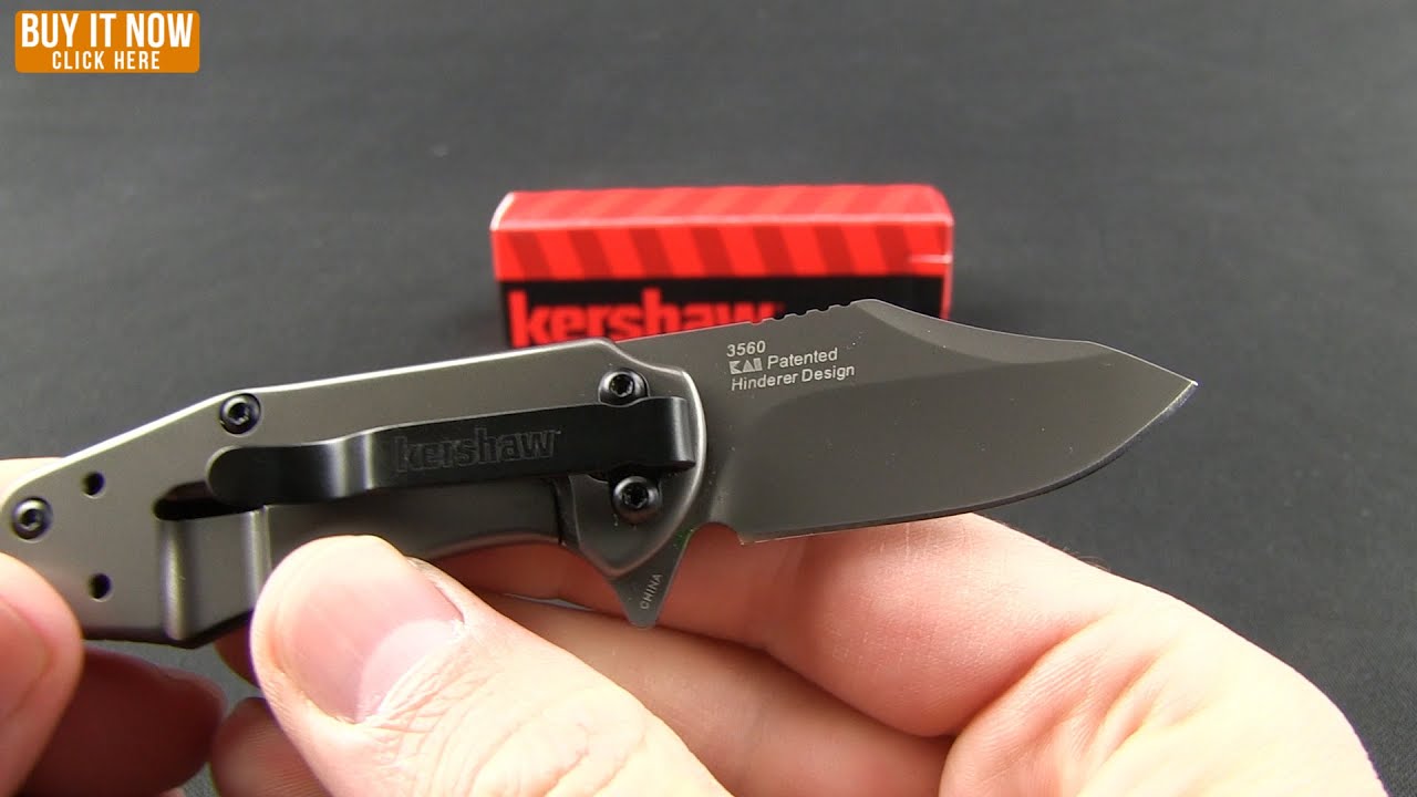 Kershaw Ember Assisted Opening Flipper Knife (2" Gray) 3560 Hinderer