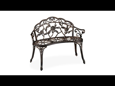 Banc de jardin roses vintage Marron - Métal - 99 x 78 x 52 cm