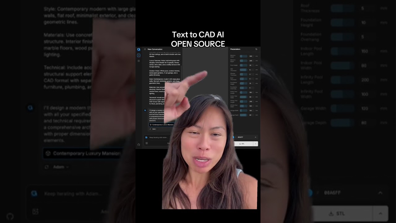 Open source text-to-CAD AI web app! Not going to replace professionals anytime soon, but you could p