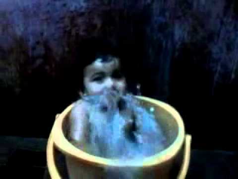Mokshit bathing in Tub