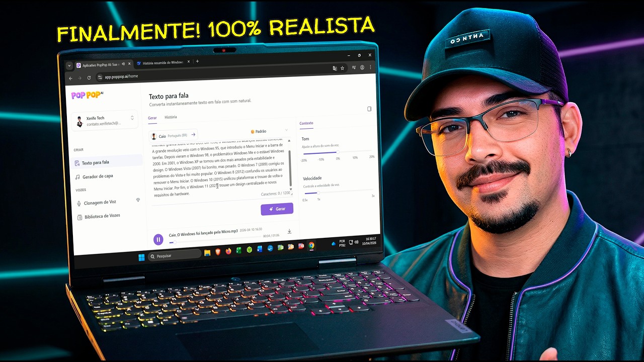 Como Transformar Texto em Voz Realista GRÁTIS: Melhor IA de 2026 (Poppop AI)