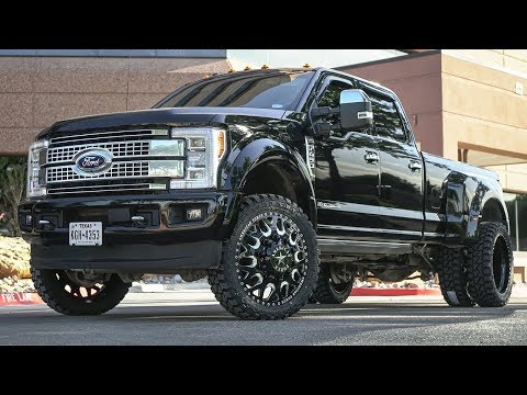 2018 F450 Platinum gets 24 inch Heavy Duty American Force Wheels in West Texas shop!