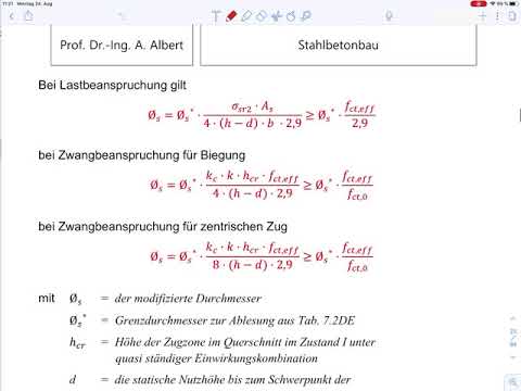 Mindestbewehrung Zwang – Rep. Massivbau 3 (Klausur SoSe 17 Aufg. 11.2 und 3)