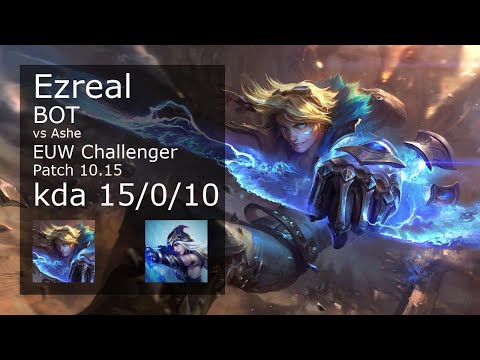 Ezreal ADC vs Ashe - EUW Challenger 15/0/10 Patch 10.15 Gameplay