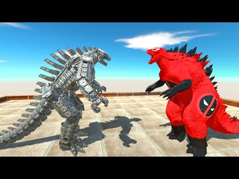 New Deadpool Godzilla 2014 Vs Team Mecha Godzilla 2021 Death run -Animal Revolt Battle Simulator
