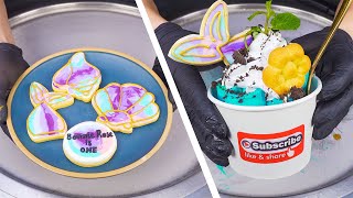 How To Roll Galaxy Fish Cookies IceCream rolls  Tasty ColorFul Cookies    Ice Roll World