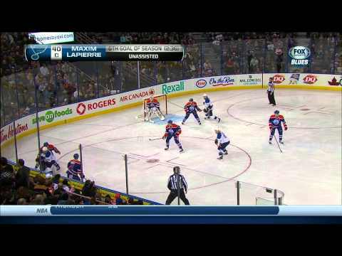 Maxim Lapierre wrist shot goal 2-1 St. Louis Blues vs Edmonton Oilers 1/7/14 NHL Hockey