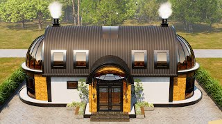 65' x 42' (20m x 13m) Serene Curved Roof House with Stylish Details | Cozy & Charming