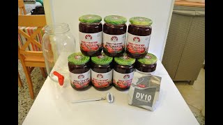 ניסוי: הכנת תסיסה וזיקוק אלכוהול מהממרח פרי בטעם ריבת תות של חברת מיטב - ברנדי תפוחים בטעם תות