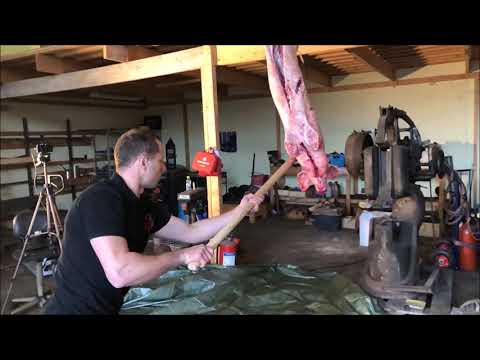 test cutting with a Dane axe and sword