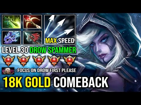Amazing 22K Gold Comeback | LEVEL 30 Overpower Crit Drow Ranger with Insane Raining Arrow Dota 2