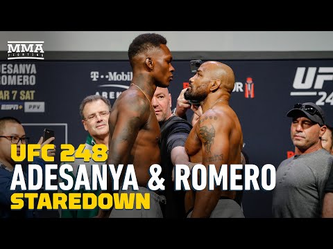Israel Adesanya vs. Yoel Romero UFC 248 Weigh-In Staredown - MMA Fighting