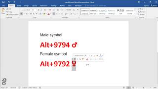 How to type male and female symbol in Word