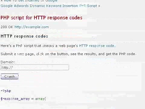 Http Response Code Php Script