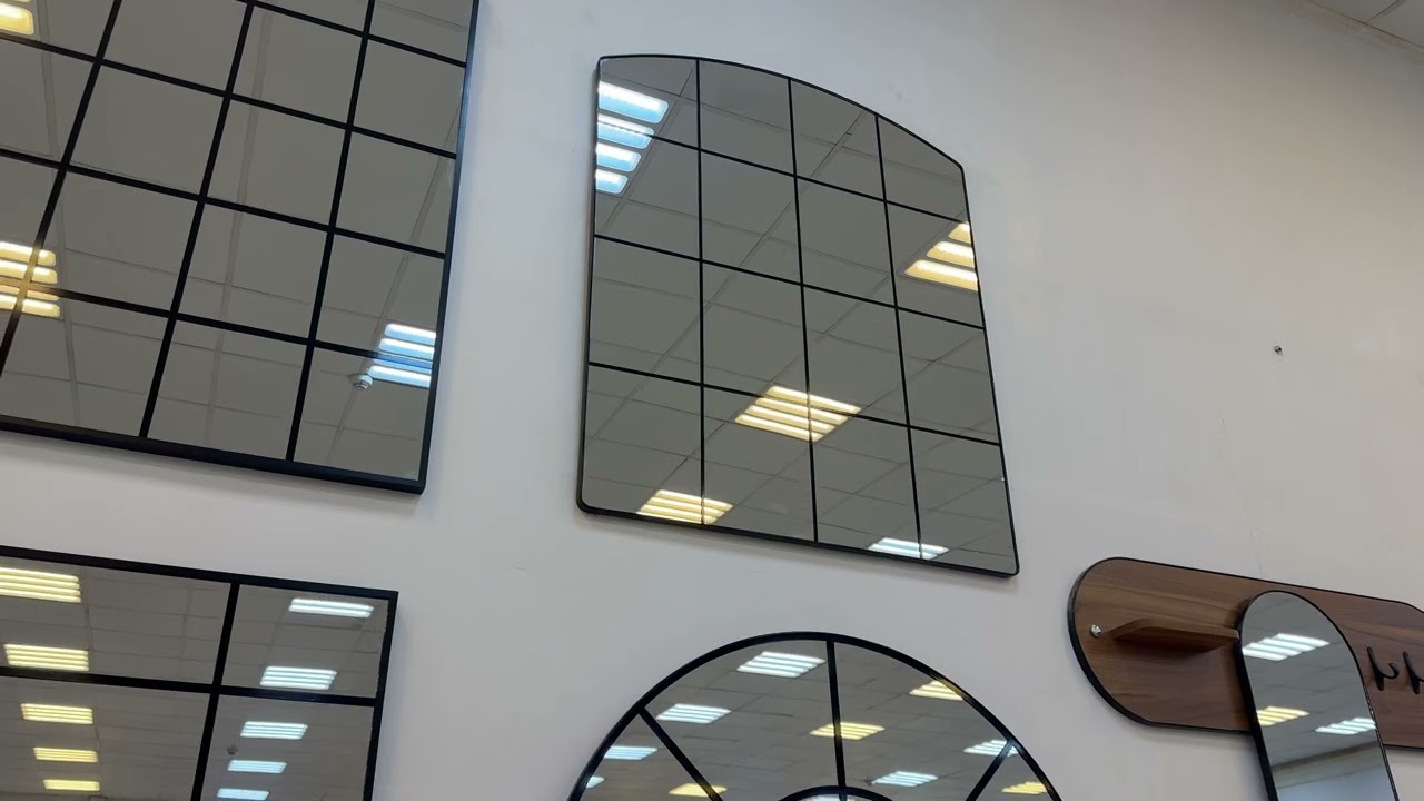  100×90 Rectangular Window Mirror with Black Metal Frame 