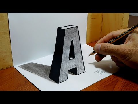 3D Trick Art on Paper, Letter "A" with Graphite Pencil