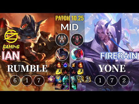 OZ Ian Rumble vs FireRain Yone Mid - KR Patch 10.25