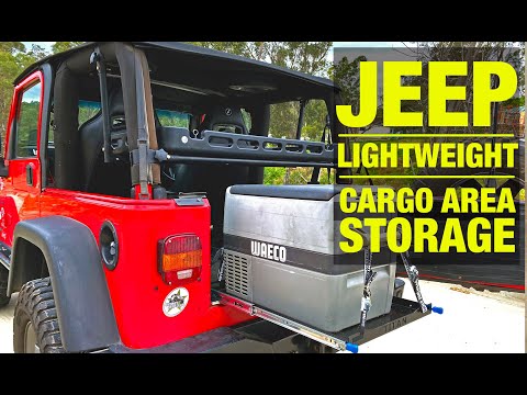 Jeep Wrangler // Lightweight Cargo Storage Solution // Fridge and Bestop Internal Rack