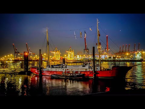Hamburg Hafen Bei Nacht 4K