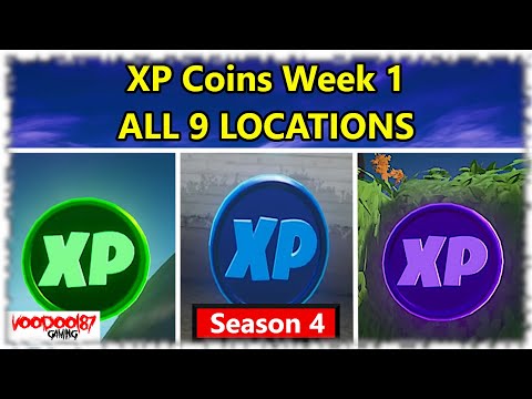 Fortnite - XP Coins - ALL 9 Locations - Week 1, Season 4