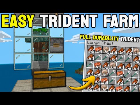 Easiest Trident Farm in Minecraft Bedrock 1.21 (Full Durability)