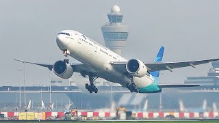 (4K) 15+ Minutes of WINTER Plane spotting at Amsterdam Airport Schiphol - 747, A330, 787, etc!