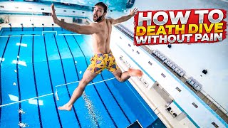How to death dive? | BELLY FLOP without PAIN! | water jump tutorial in a swimming pool
