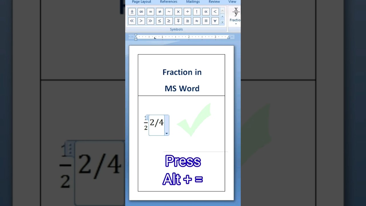 how to write Fraction in ms word | Master AD | #shorts #youtube #education #msoffice #msword #viral