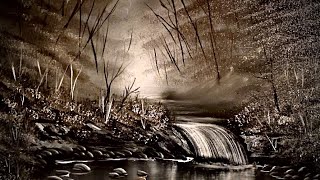 Intermediate and Beginner Artist - Black Canvas Oil Painting Landscape Art