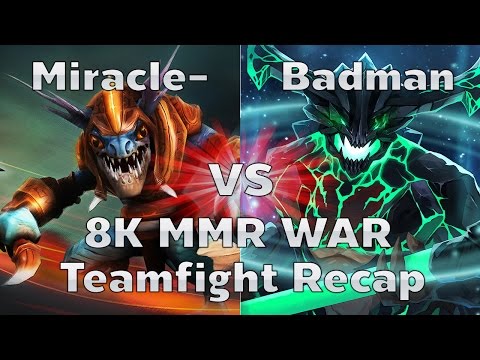 Miracle- (Slark) vs Badman (OD) - 8K MMR War Teamfight Recap - DotA2 Rage Quit