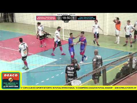 MELHORES MOMENTOS APAFUJ TROPICALE SORVETES (JALES/SP) 2 X 3 TOA TOA FUTSAL (SANTA FÉ DO SUL/SP)