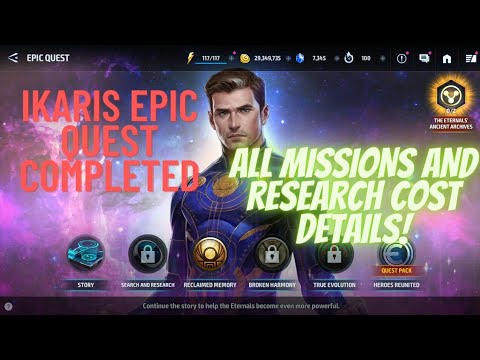 Ikaris Epic Quest Completed All Missions And Reaserch Cost Details || Marvel Future Fight