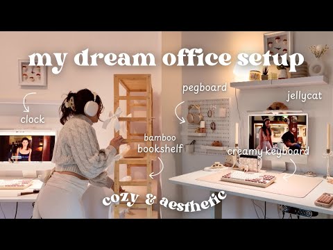 home office makeover! 🎧🖥️ *HUGE* transformation, cozy desk setup, amazon haul, pinterest aesthetic