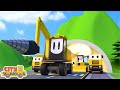 Construction Vehicles Excavator Bulldozer Dump Truck Drill Paver Build Tunnel After Rockfall