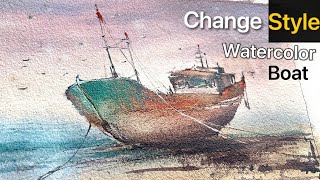 Trying a New Watercolor Technique: Real-Time Boat Painting Tutorial