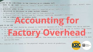 Accounting for Factory Overhead - Computation of Predetermined Overhead Rate